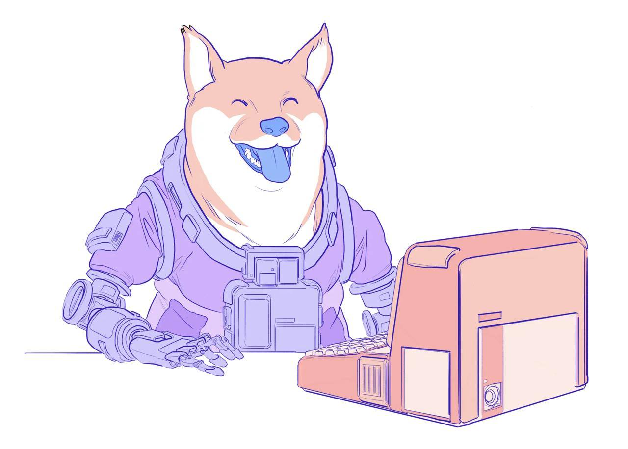 ether doge at his terminal, an ethereum.org illustration